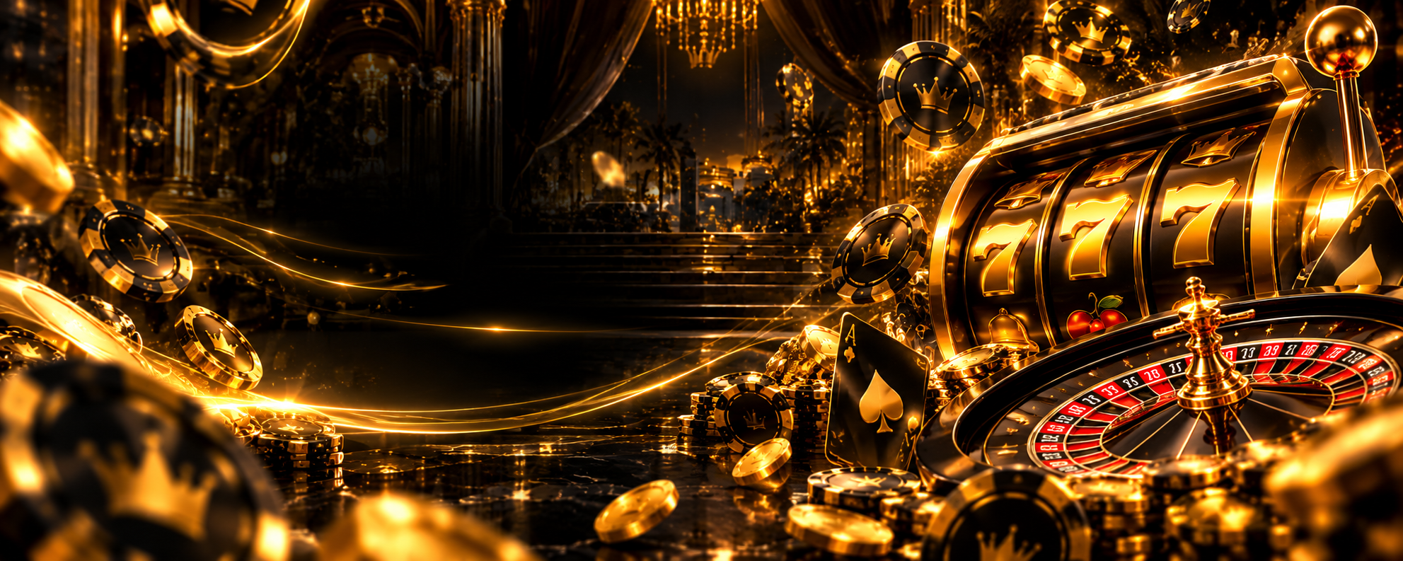 Casibom için siyah ve altın casino temalı özel görsel